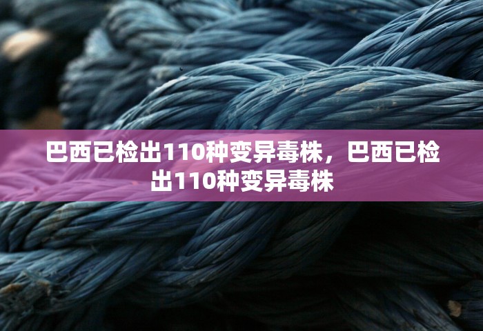巴西已检出110种变异毒株，巴西已检出110种变异毒株